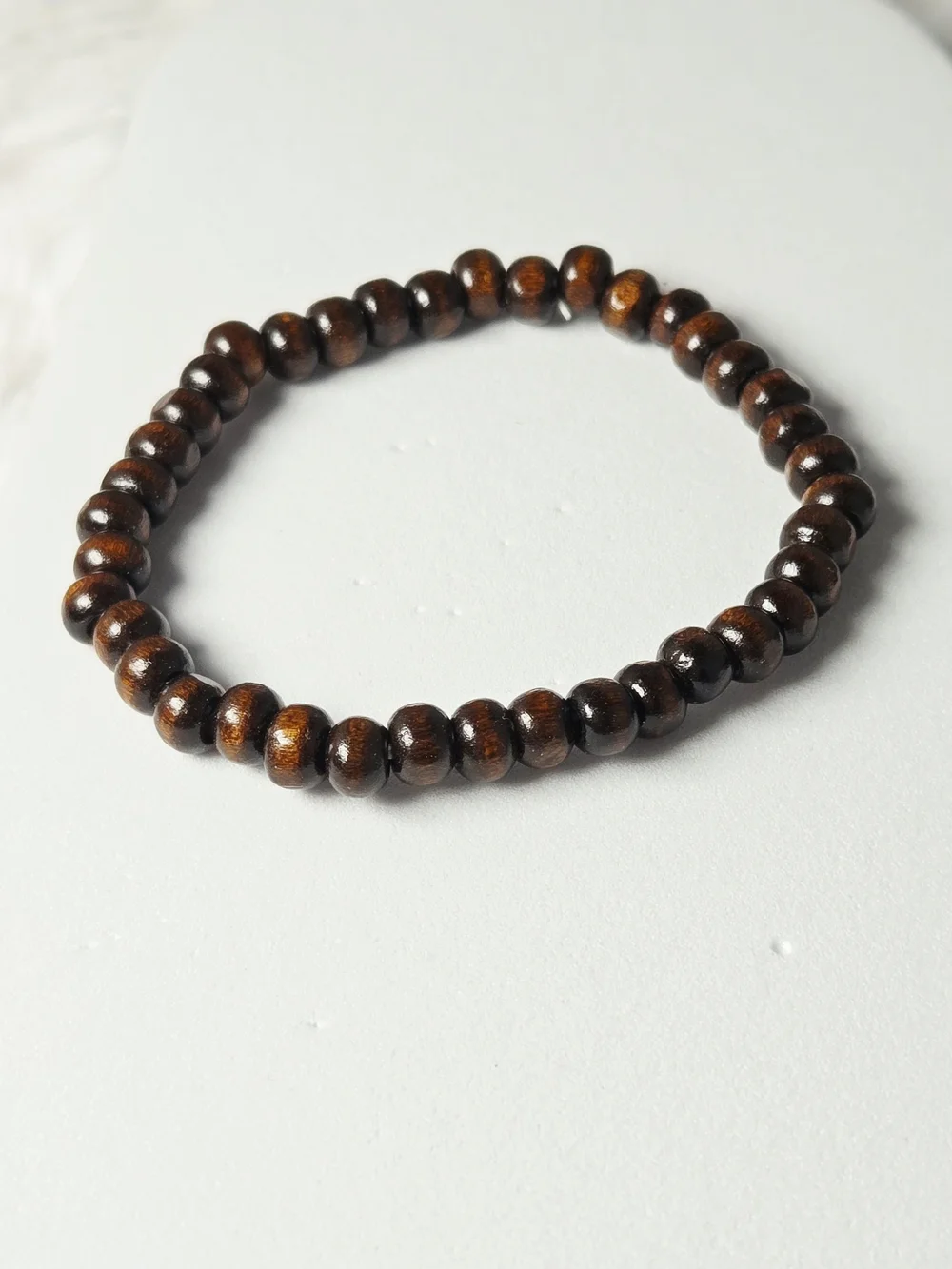 Coconut Wood Bead Bracelet 6mm Dark Brown Round Stretch Unisex Mens Surfer Boho